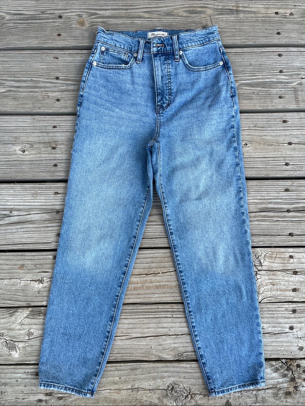 Madewell High-Rise Straight Leg Jeans in Medium Blue